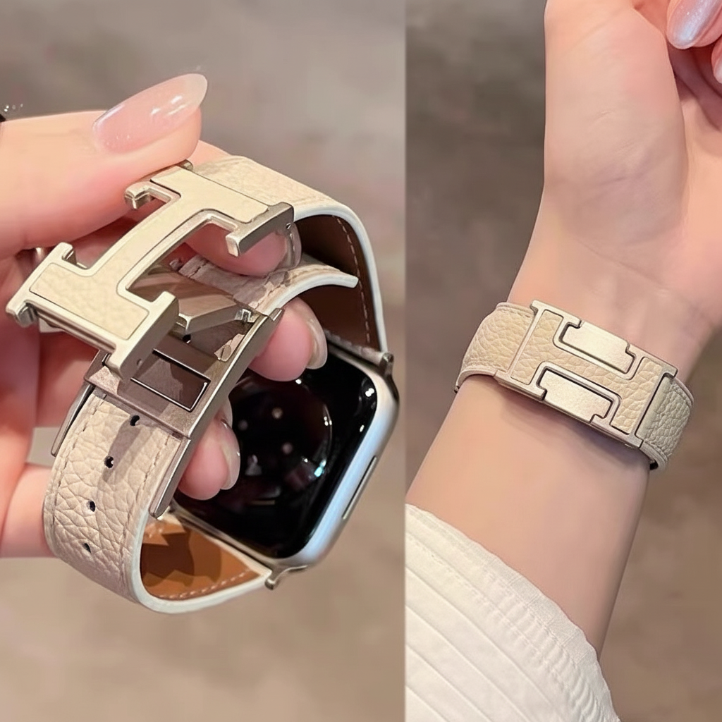 Pulseira De Couro Para Apple Watch - Fivela Magnética IWatch Série 10 9 8 7 6