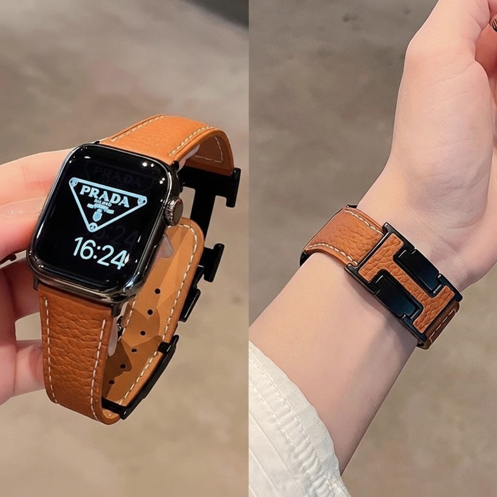 Pulseira De Couro Para Apple Watch - Fivela Magnética IWatch Série 10 9 8 7 6