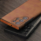 Luxo Vintage Caso De Couro Do Plutônio Para Samsung S25 Ultra S23 S24 Plus S24Ultra S22Ultra Fino Câmera À Prova De Choq